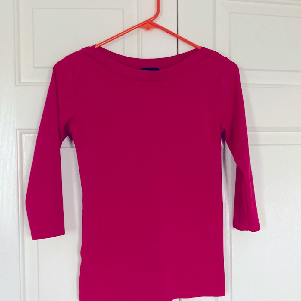 Fuchsia 3/4 sleeve Ann Taylor top.